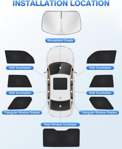 Canvcle Window Shades for 5th Gen Toyota 4Runner 2010-2024 Accessories Windshield Sun Shade Side Rear Window Covers Sunshade Full Set Sun Visor Privacy Protection Camping Keep Vehicle Cool Black 8PCS - Image 6