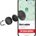 Magnetic Hidden GPS Tracker for Vehicles – 365 Days Battery Life, No Subscription, Car Tracker Device Hidden (Android Tracker)