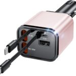 Retractable Car Charger Adapter for iPhone 17,4 in 1 Fast Charging Car Phone Charger,69W USB C Car Truck Accessories,Road Trip Essentials Gift for Men Women for iPhone 17 Pro Max/16/15/14/13/12,Galaxy