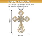 Bling Cross Car Hanging Ornament, Crystal Rhinestone Car Rear View Mirror Charm, Diamond Mirror Pendant, Universal Vehicle Interior Decoration Accessories for Men/Women Present (Gold) - Image 2