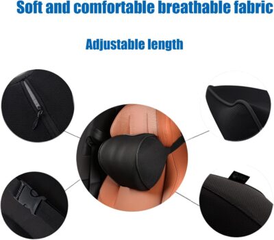 Car Seat Headrest Neck Rest Pillow, Car Headrest Pillow for Driving 100% Memory Foam and Car Neck Pillow for Pressure Relief.(1 pcs Black - Image 7