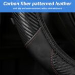 BESULEN Car Steering Wheel Cover, Anti-Slip Breathable Auto Steering Wheel Protector for Women Men, Leather Carbon Fiber Vehicle Interior Accessories, 15 Inch Universal for SUV, Truck, RV（Black） - Image 4