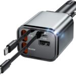 84W Upgraded Retractable Car Charger Adapter for iPhone 17,4 in 1 Fast Charging Car Phone Charger,USB C Car Truck Accessories,Road Trip Essentials Gift for Men for iPhone 17/16/15,Galaxy S26,Pixel 10