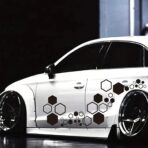 52 PCS Honeycomb Decals Vinyl Hexagonal Graphics Sticker Car Body Side Exterior Decor Accessories Universal for Car, Truck, SUV, RV (Black)