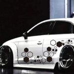 52 PCS Honeycomb Decals Vinyl Hexagonal Graphics Sticker Car Body Side Exterior Decor Accessories Universal for Car, Truck, SUV, RV (Black)