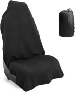 Car Front Seat Cover: Waterproof & sweatproof, fits all cars/SUVs/trucks. Ideal for gym, sports & beach. 3-layer non-slip, easy machine wash. Shields seats from stains & wetness. (Black, 1Pcs)