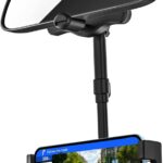 Car Rearview Mirror Phone Holder [360°Rotatable & Retractable] Rear View Mirror Phone Mount Clip, Phone Holders for Your Car Accessories, for iPhone Air 17 Pro Max 16 15 14 13 12, S25, All Smartphones