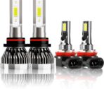 H8/H9/H11 9005 bulb combination, 66000LM ultra bright 6500K 9005 H11 bulb, no cooling fan, truly plug and play, non-polar, wide-angle drive fog lights, set of 4