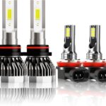 H8/H9/H11 9005 bulb combination, 66000LM ultra bright 6500K 9005 H11 bulb, no cooling fan, truly plug and play, non-polar, wide-angle drive fog lights, set of 4