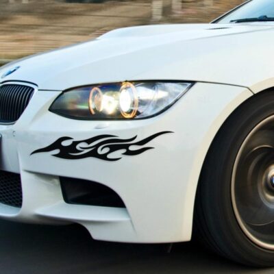 2-Piece Set 30cm Car Flame Stickers Suitable for Cars, Helmets, Motorcycles, Bicycles, Skateboards, Racing Stripes, Waterproof Decorative Stickers (White) - Image 4