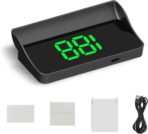 Car Heads Up Display, HUD GPS Speedometer, Large Font Brightness Adjustment Speed Projection, Plug and Play Cigarette Lighter Powered Accessory for Most Car Models (Green)