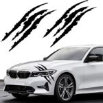 2PCS Claw Mark Decals for Cars,Headlight Car Sticker,Stripes Scratch Decal Vinyl for Sports Cars SUV Pickup Truck Window Motorcycles ect (Black)
