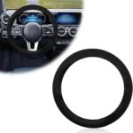 Premium Universal Silicone Steering Wheel Cover Non Slip Grip Multiple Colors Fits Most Cars Trucks SUVs Sweat Resistant Durable and Comfortable Auto Accessory (Black)
