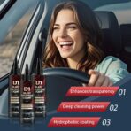 D1 Glass Polishing Liquid, 2025 New Car Glass Oil Film Remover and Auto Scratch Repair Compound, Car Glasses Polishing Compound, Anti-Fog Hydrophobic Coating Spray with Sponge (black-1pcs) - Image 3