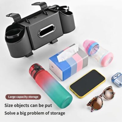 Backseat Car Organizer, 4-in-1 Car Organizer Back Seat with Cup Holder & Tissue Box, Multi-Pocket Car Back Seat Organizer for Phone, Drinks, Travel & Daily Use (Black) - Image 7