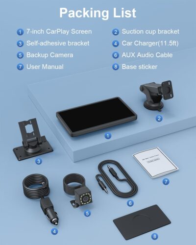 Carplay Screen for Car, Upgrade 7" HD Wireless Apple Carplay & Android Auto Touchscreen- Car Play Screen Stereo with Backup Camera, Mirror Link/Voice Control/Music Play/GPS Navigation -for All Vehicle - Image 9