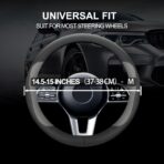 Car Steering Wheel Cover,Microfiber Leather Steering Wheel Cover Universal 14.5-15 inch, Anti-Slip Breathable Auto Wheel Cover Protector for Men Women (Black&Gery) - Image 2