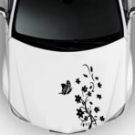 Car Hood Sticker Butterfly Flower Car Body Decals Vinyl Graphics Waterproof Decorative Stickers for Cars/Trucks/SUVs(Black)