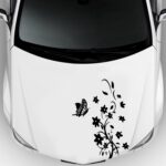 Car Hood Sticker Butterfly Flower Car Body Decals Vinyl Graphics Waterproof Decorative Stickers for Cars/Trucks/SUVs(Black)