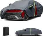 Car Cover for 2011-2025 Hyundai Elantra | 2011-2025 VW Jetta, All Weather Custom-fit Waterproof Cover with Zipper Door & Windproof Bands for Sun UV Rain Dust Snow Wind Protection Scratch Resistant
