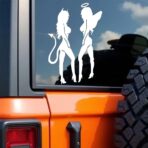 2pcs Vinyl Car Sticker - Devil Angel Girl, 7inches, Motorbike Trucks Car Styling Decorative Decal, Durable, Weather-Resistant, Easy to Apply and Remove #2BZ450 (White) - Image 2