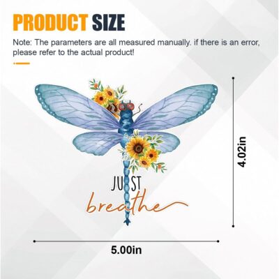 Just Breathe Dragonfly Car Sticker Decal, Vinyl Waterproof Automotive Window Sticker, Vintage Sun Flower Vehicle Bumper Decal, Positivity Auto Decoration Decals for Laptop, Wall (1PC) - Image 2