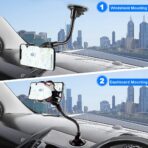 Phone Holders for Your Car: Windshield Phone Mount with Long Arm, 360° Rotation Strong Suction Cell Phone Car Mount, Anti-Shake Stabilizer for iPhone, Samsung, All Smartphones - Image 6