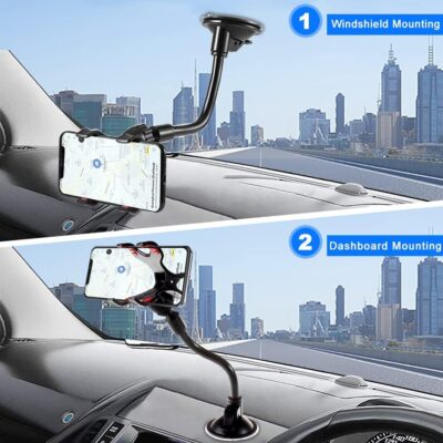 Phone Holders for Your Car: Windshield Phone Mount with Long Arm, 360° Rotation Strong Suction Cell Phone Car Mount, Anti-Shake Stabilizer for iPhone, Samsung, All Smartphones - Image 6