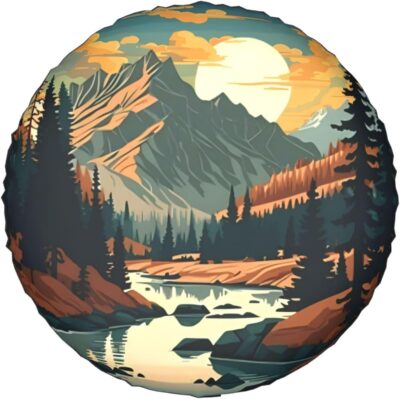 River Mountains at Night Spare Tire Cover Weatherproof Universal Wheel Protectors Camper Tire Covers for Rv Trailer SUV, Truck Travel Trailer Accessories (14 inch) - Image 8