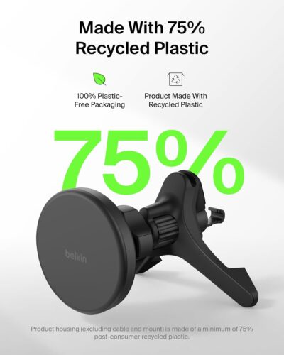 Belkin Wireless Car Charger, Magnetic Car Vent Mount w/ 3.3ft USB C Cable, Qi2 MagSafe Compatible Fast Charging iPhone Charger for iPhone 17, Galaxy S26, Pixel 10, & More - Travel Accessories - Black - Image 9