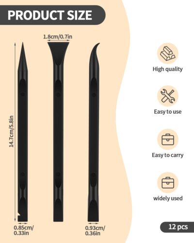 12 PCS Carbon Fiber Plastic Scrapers Tool, Non-Scratch Scraper Tool for Tight Spaces, Multi-Purpose Label Scraper Pen-Shaped, for Car Cleaning Supplies, Kitchen, Crevices, Stains (Black) - Image 2