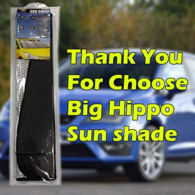 Big Hippo Front Car Sun Shade Windshield, Jumbo/Standard Sunshade Keeps Vehicle Cool UV Ray Sun Visor Protector Sunshades - Easy to Use Folding Sun Shade - Silver/Black Sides(Size: 55.16 X 27.5inch) - Image 7