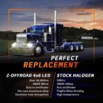 Z-OFFROAD 2pcs 60W 4x6 LED Headlights DOT Approved H4656 H4651 H4652 H4666 H6545 Sealed Beam Rectangular Headlamp for Freightliner KW Peterbilt Oldsmobile Cutlass Trucks - Chrome - Image 6