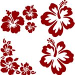 Hawaiian Hibiscus Flower Car Decal Sticker, Waterproof PET Decal, Car Bumper Sticker, Automotive Exterior Decoration Sticker Decal for Car, Truck, SUV, Door, Wall, Laptop (Red, Large)