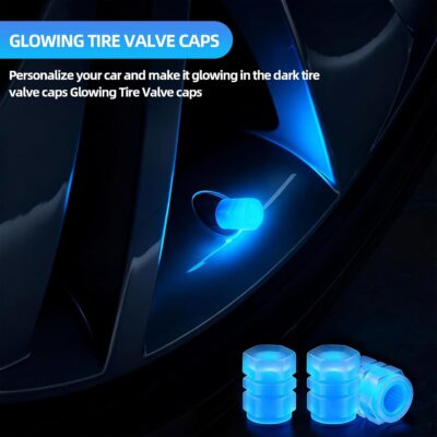 20 Pcs Glow in The Dark Tire Valve Caps Fluorescent Tire Valve Stem Caps, Cool Car Present for Universal Decoration Accessories for Car SUV Bicycle Motorcycles Trucks (Blue) - Image 8