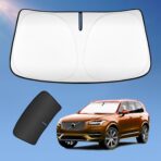 Sun Shade Sunshade for Volvo XC90 2016-2024 2025 2026 Windshield Cover, 4-Layers Sun Shield 250T Silver Sun Visor Foldable Front Window Shade Blocks UV Rays Car Accessories