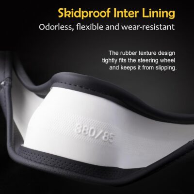 Steering Wheel Cover Black, Carbon Fiber Car Steering Wheel Covers with Coasters Universal 14.5-15 inch Leather Microfiber Breathable Anti-Slip Steering Wheel Accessories Set - Image 6