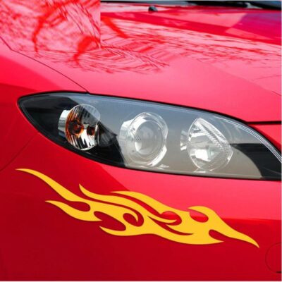 2-Piece Set 30cm Car Flame Stickers Suitable for Cars, Helmets, Motorcycles, Bicycles, Skateboards, Racing Stripes, Waterproof Decorative Stickers (White) - Image 5