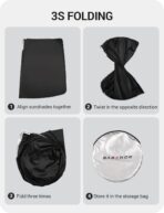 BASENOR 2017-2026 Tesla Model Y Model 3 Windshield Sunshade, (Proprietary Design) Folding Front Window Sun Shade Full Cover, Heat UV Protection Visor Accessories - Image 9