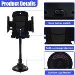 Car Phone Holder Mount, Gooseneck Long Arm Cell Phone Holder, Windshield Window, Dashboard Anti-Shake Handsfree Stand with Strong Suction Cup, Fit for Most Cellphone(Black) - Image 3