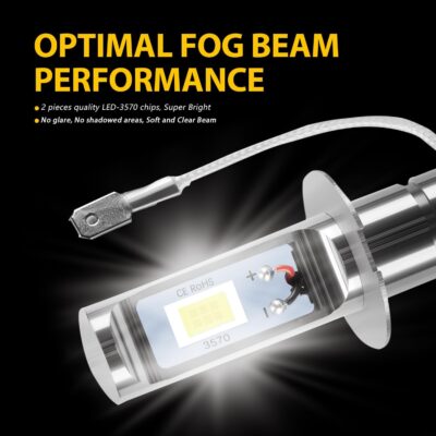 AUXLIGHT H3 LED Fog Light DRL Bulbs, 3000 Lumens Extremely Bright Bulbs Replacement for Cars, Trucks, 6000K Xenon White - Image 6