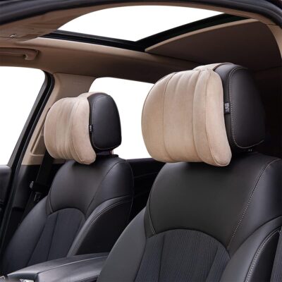 Car Headrest Pillow Soft Suede Fabric Memory Foam Car Neck Pillow Ultimate Comfort and Support for Driving and Travel - Image 2