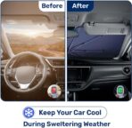 GENANY Silver Umbrella Sunshade for Electric Vehicle (59x37 Inches) with 360° Rotation Bendable Handle, Foldable Car Windshield Sunshade Umbrella, Auto Gift, Spring Car Decor - Image 4
