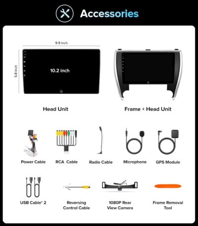 10" Android 13 Car Stereo for Toyota Camry (2015-2017) Radio Upgrade with Wireless CarPlay Android Auto, QLED Touch Screen, GPS Navigation, 5G WiFi, 1080P Backup Camera, SWC Support - Image 9