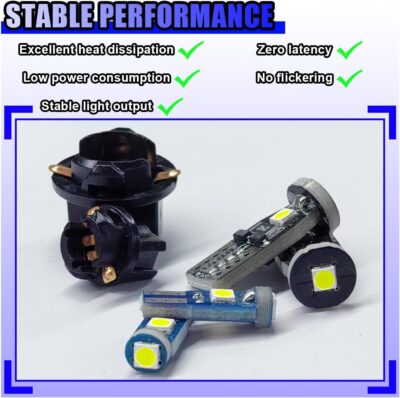 40PCS T5 T10 Car LED Bulbs Dash Lights with Twist Socket - Instrument Cluster Light Car Interior Replacement Bulb for Dashboard Panel Gauge Indicator Lamps Map Dome Lights (White) - Image 6