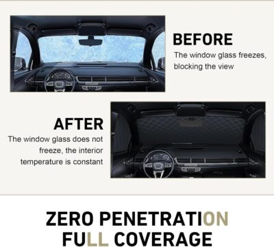 Car Cover Waterproof All Weather, Outdoor Hood Protection, Foldable Protective Shield with Windproof Fixed Strap, Universal Car Snow Cover (Silver) - Image 6