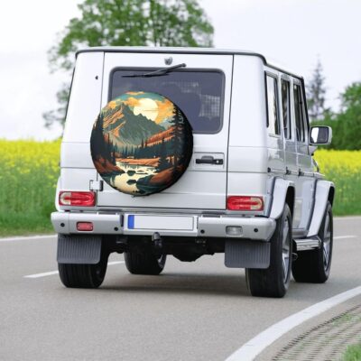 River Mountains at Night Spare Tire Cover Weatherproof Universal Wheel Protectors Camper Tire Covers for Rv Trailer SUV, Truck Travel Trailer Accessories (14 inch) - Image 6