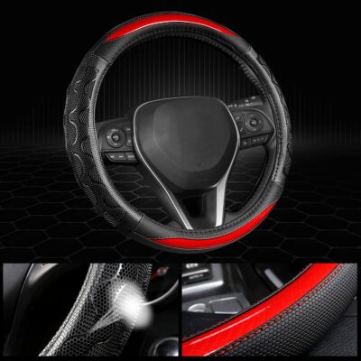 GIANT PANDA Steering Wheel Cover for Toyota, Auto Car Steering Wheel Cover for Toyota Highlander Rav4 Corolla Camry,Standard Size - Red - Image 4
