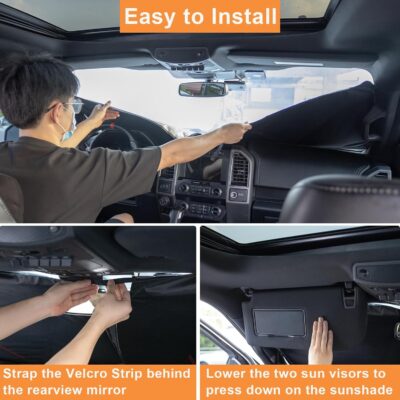 Windshield Sun Shade for Jeep Wrangler JK 2007-2018, Foldable Heat Shield with UV Protection, Custom Fit for 2/4 Door Models, Car Window Visor Accessories - Image 7