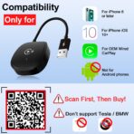 XHU Wireless CarPlay Adapter, CarPlay Wireless Adapter Supports Netflix, YouTube, and TikTok Stream Media Play, for OEM Wired CarPlay to Wireless Dongle, Only Fits for iOS 10+ Phone & Cars from 2016 - Image 5